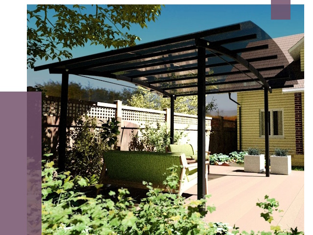 Навесы для террасы в Елизове от 12913 руб. под ключ | ПРОЛЁТ-Лзв