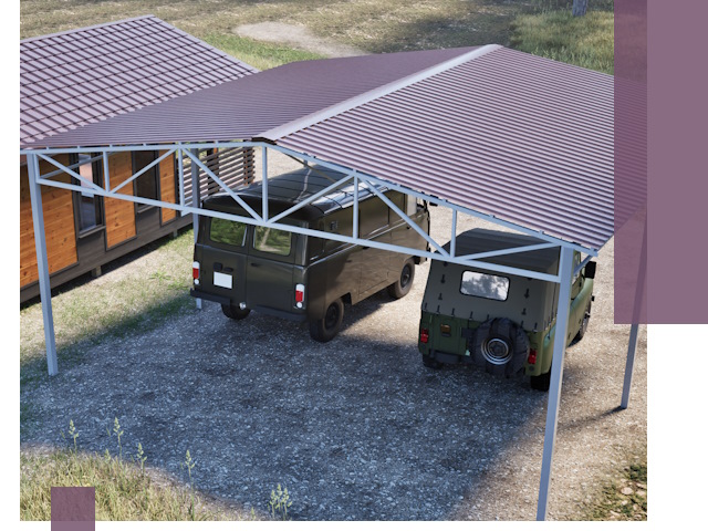 Двускатные навесы под ключ в Елизове — изготовление и монтаж