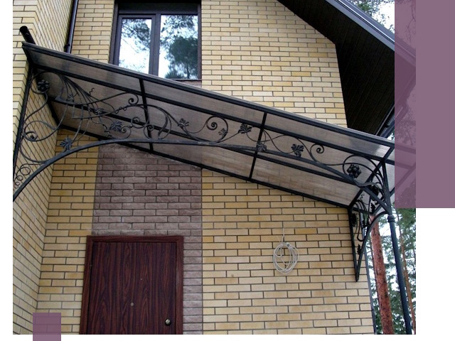 Односкатные козырьки из металла под ключ в Елизове