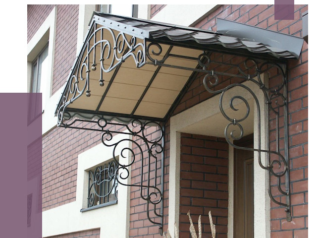 Двускатные козырьки в Елизове под ключ от 12660 руб.